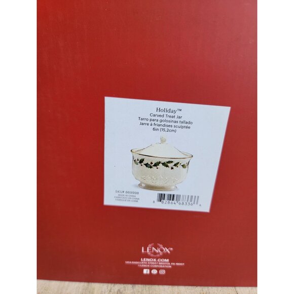 Lenox holiday carved treat jar mistletoe Xmas‎ home decor - Picture 2 of 7